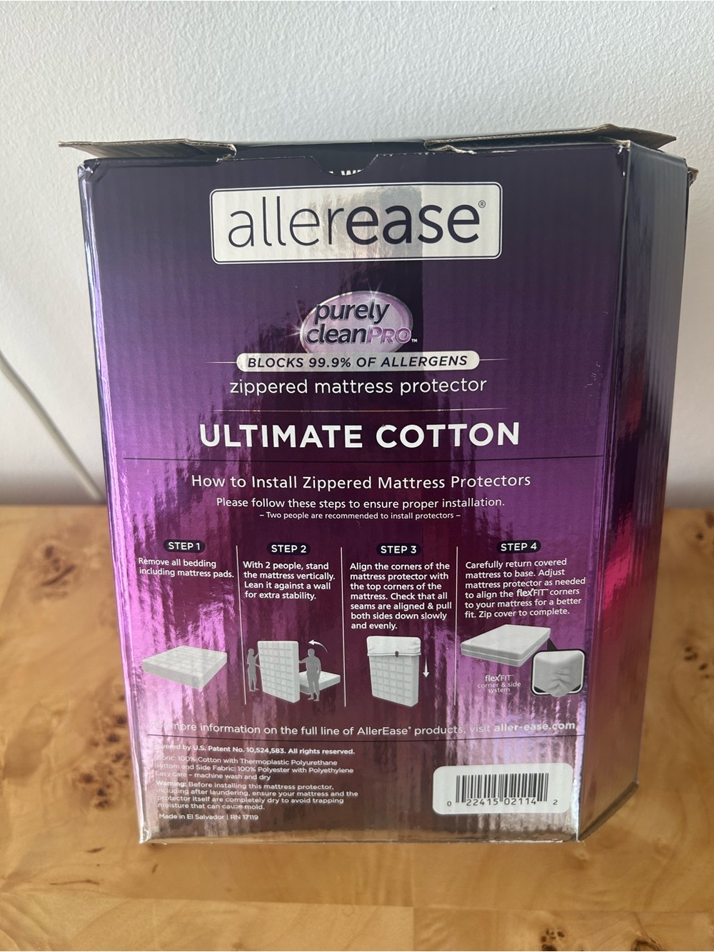 NIB Allerease Ultimate Cotton Allergy Relief Zippered Mattress Protector, Queen - Picture 3 of 12